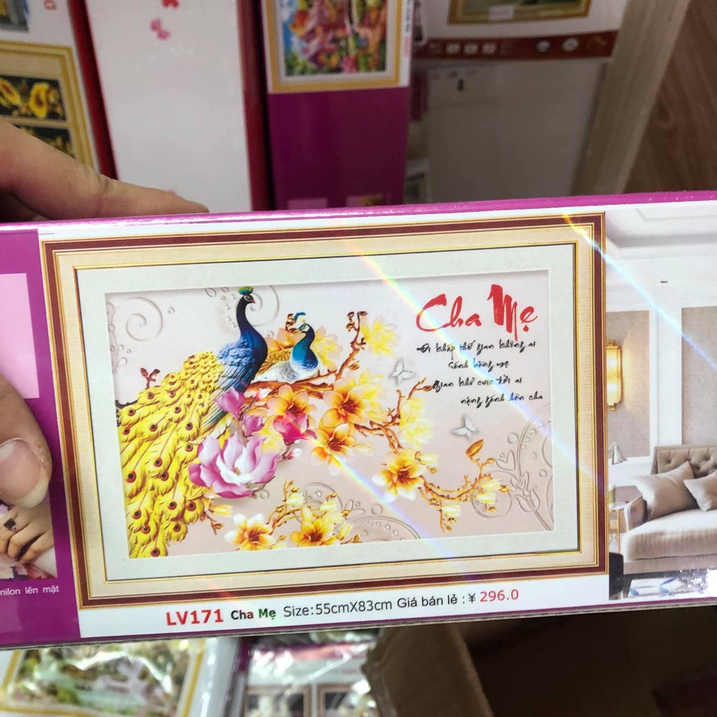 Tranh đính đá Cha Mẹ - KT:55x83cm