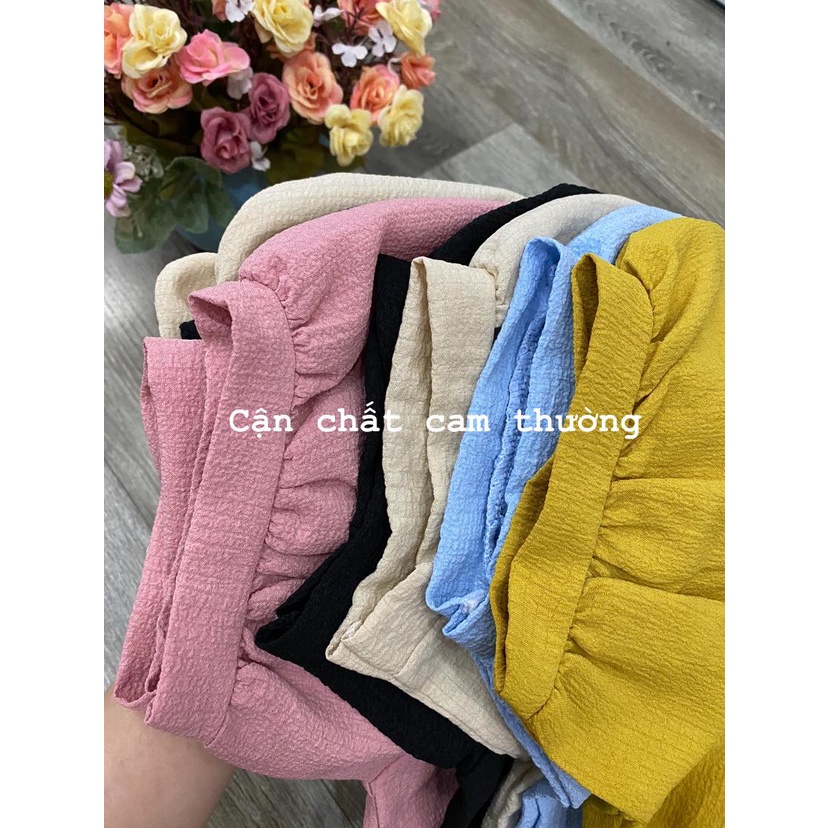 Bộ đùi bầu babydoll big size quần chỉnh chun, bộ ngố bầu sau sinh vải đũi xốp mềm mát