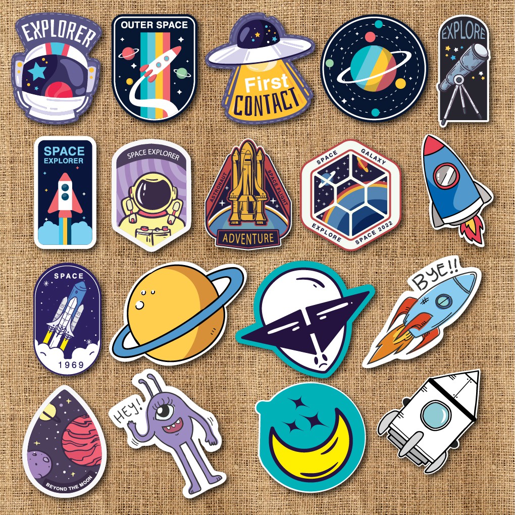 50 Sticker Galaxy chống nước sticker dán laptop, điện thoại, đàn guitar, mũ bảo hiểm, vali. MSP: G02