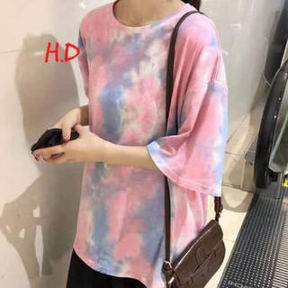 Áo phông loang màu tay lỡ oversize