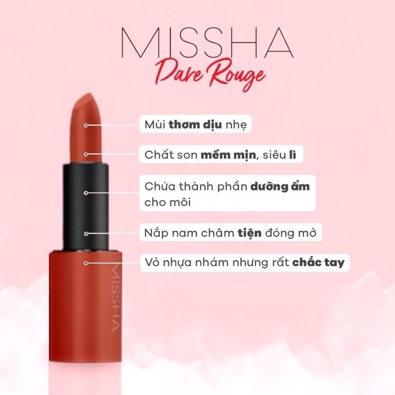 SON THỎI LÌ DARE ROUGE VELVET LIPSTICK - MISSHA