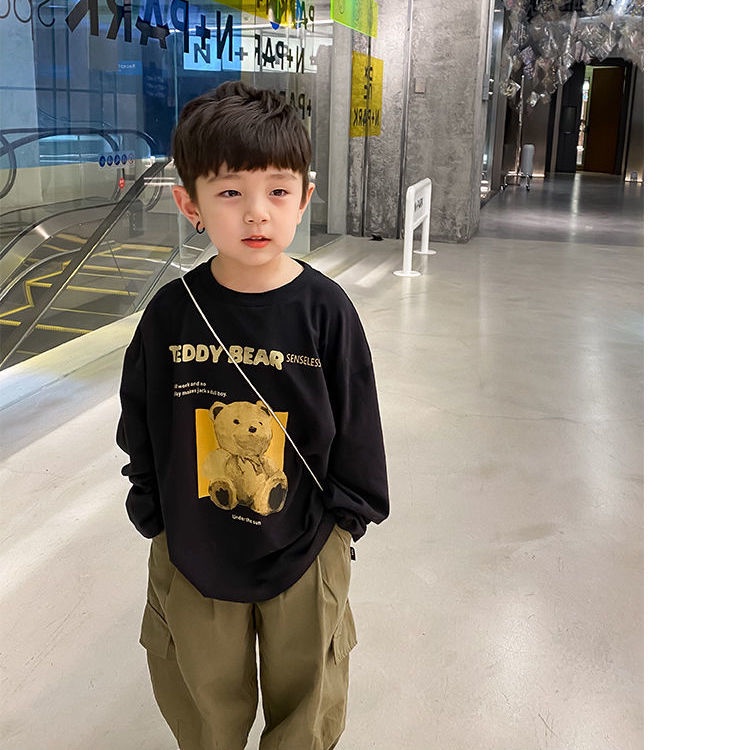 Áo Thun Cotton Tay Dài In Họa Tiết Hoạt Hình Thời Trang Xuân Thu Cho Bé Trai