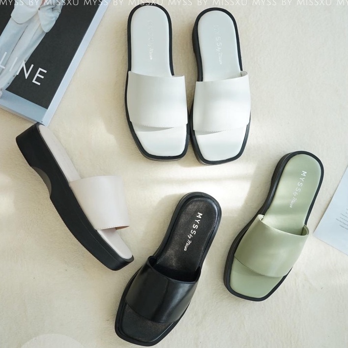 Giày guốc nữ quai ngang bản lớn đế bánh mì 4 cm cao cấp MYSS - SU168