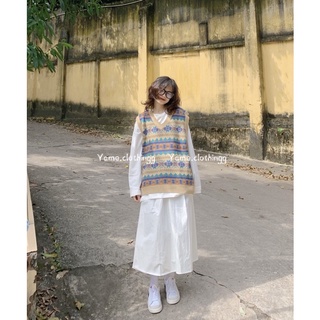 Áo gile len dáng rộng