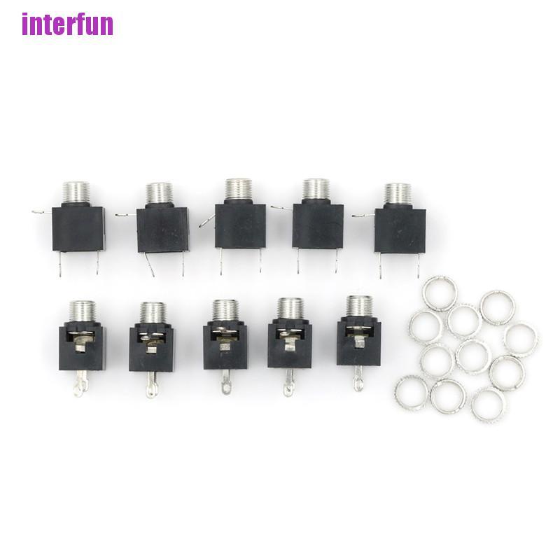 [Interfun1] 10 Pcs Panel Pcb Female 3.5Mm Headphone Jack Audio Connectors [Fun]