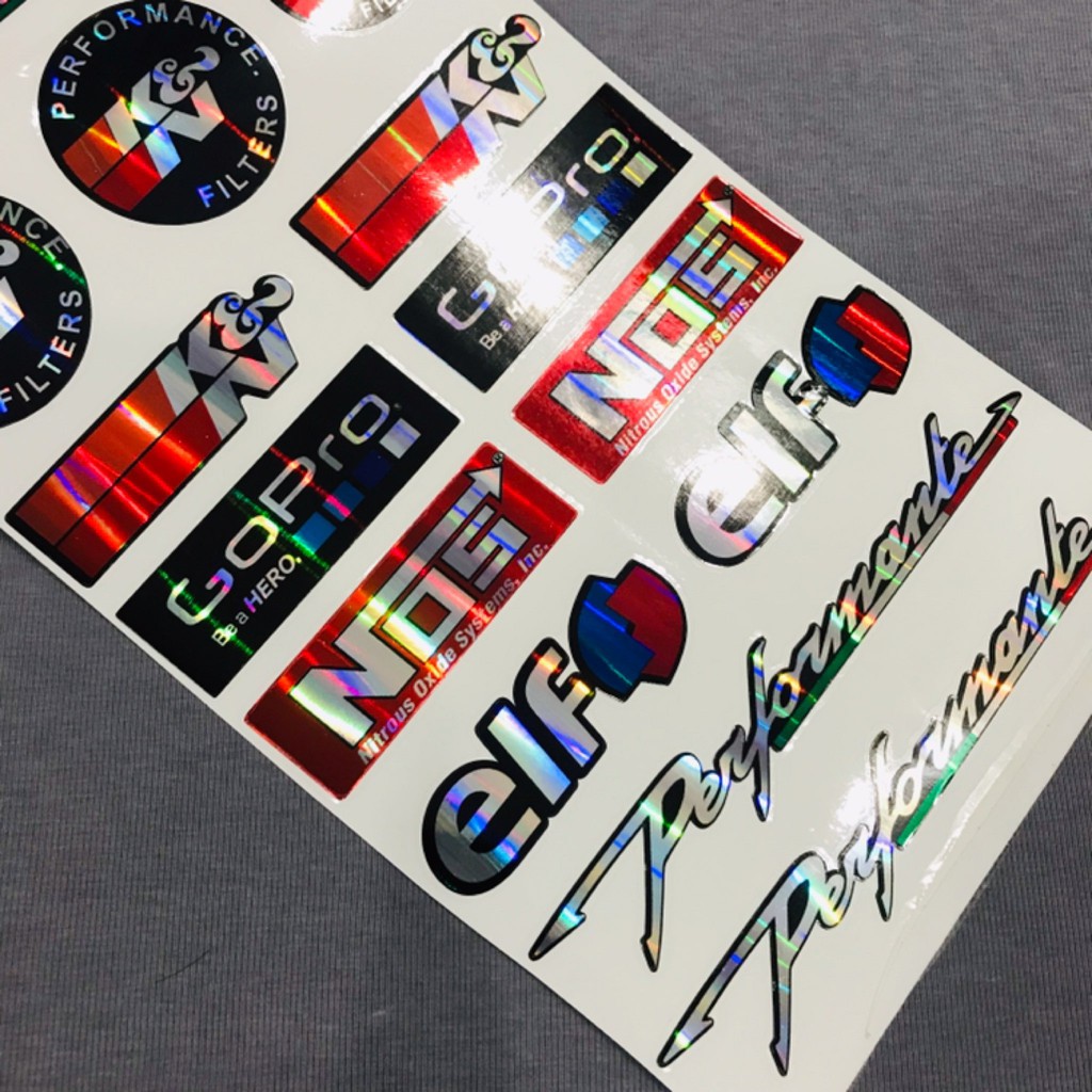 Nguyên 1 tấm tem crom dán xe máy nhiều logo kn gopro perfomante sắc nét