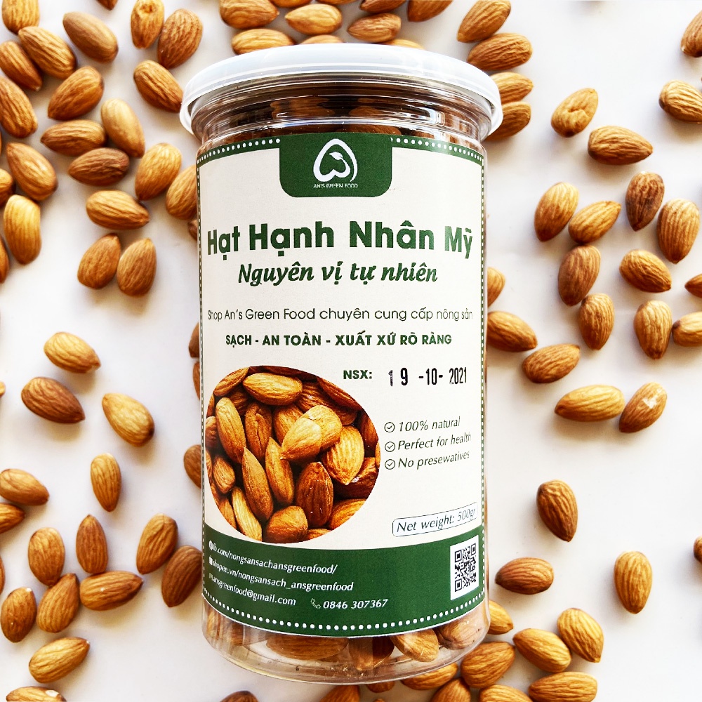 Hạnh Nhân Mỹ Tươi - Nhập Khẩu 100% Từ Mỹ - An’s Green Food (500g)