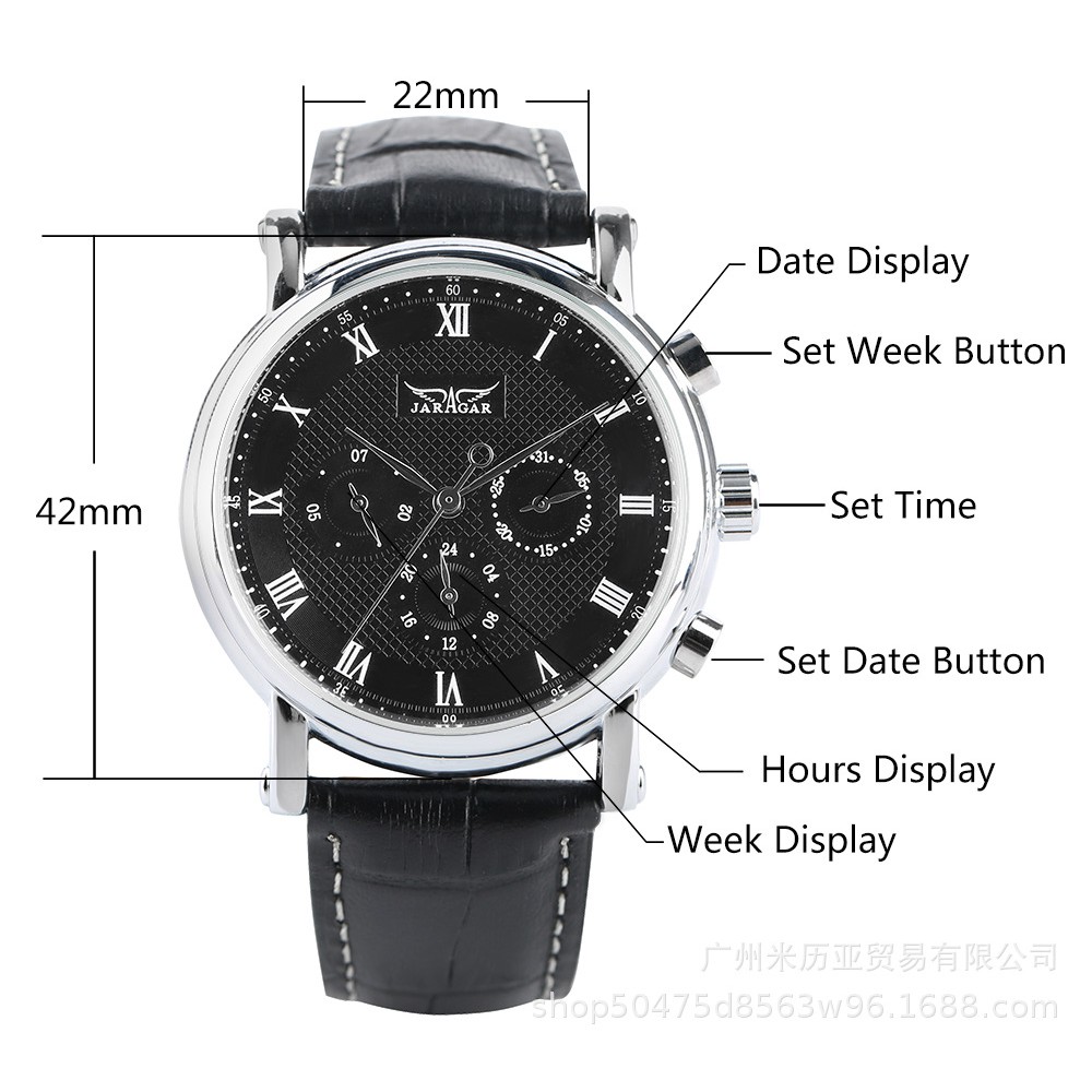 [NEW 2019] Đồng hồ nam Full cơ Automatic 6 kim JARAGAR F1205 lịch lãm sang trọng