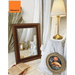 GƯƠNG TREO TƯỜNG TÂN CỔ ĐIỂN VIỀN NÂU SẪM CHẠM KHẮC BL187