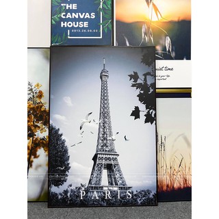 Tranh in Canvas Paris Đen Trắng Tuyệt Đẹp (Hình thật tại xưởng - Đã có khung, móc, đinh treo) - The Canvas House