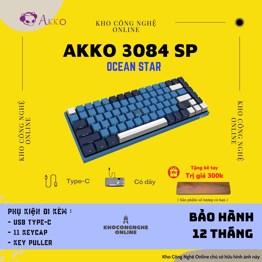 [Mã 33ELSALE hoàn 7% đơn 300K] Bàn phím cơ AKKO 3084 SP Ocean Star (Cherry switch)