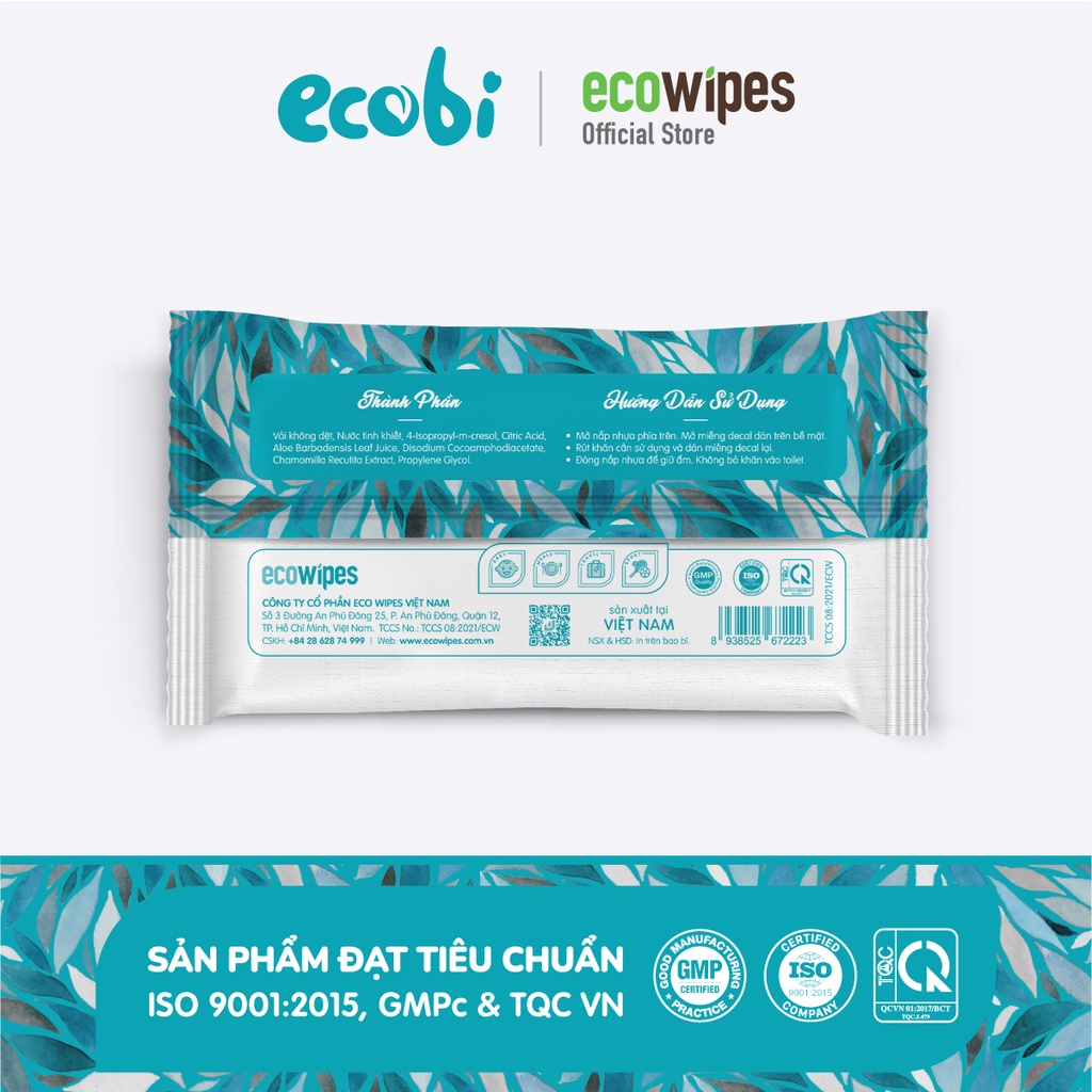 KHĂN ƯỚT EM BÉ ECOBI 80 tờ - Không mùi