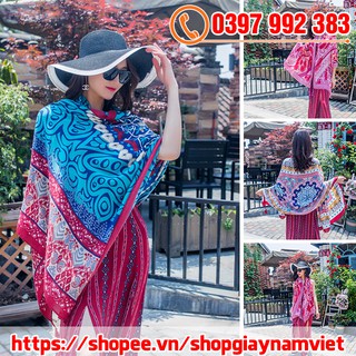 Khăn Choàng Boho Họa Tiết Thổ Cẩm Đi Biển Phong Cách Vintage Size 100x180 cm (Có Chọn Mẫu)
