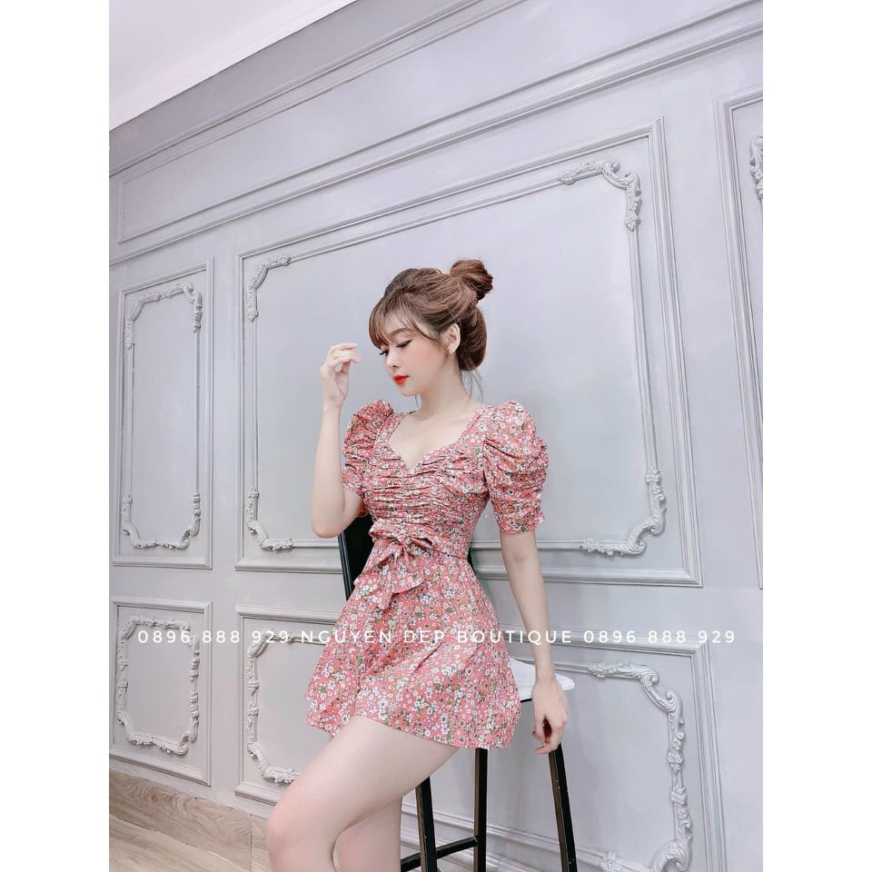 Đầm Lụa Hoa Nhún Ngực Quyến Rũ Tôn Dáng Sang Trọng | BigBuy360 - bigbuy360.vn