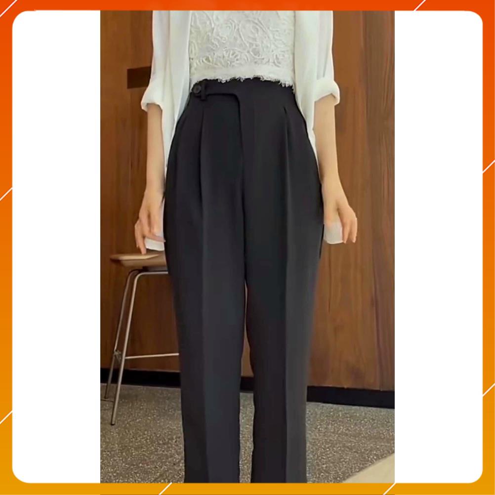 Quần Baggy nữ lưng chun sau cạp tim lồng đai đỉa cá tính phom đẹp màu sắc đen ghi be trắng mã Q0888 Doly | BigBuy360 - bigbuy360.vn