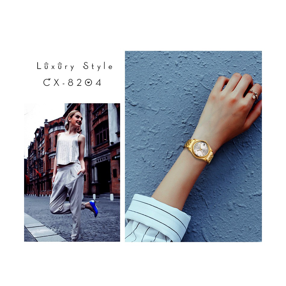 Đồng Hồ Đeo Tay CHENXI Bằng Thép Không Gỉ Chống Nước Thời Trang Cho Nữ