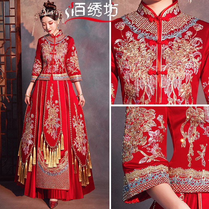 bán trước bán hàng trực tiếp tại nhà máyXiuhe quần áo năm 2021 mới cưới cô dâu phong cách Trung Quốc cặp đôi kh