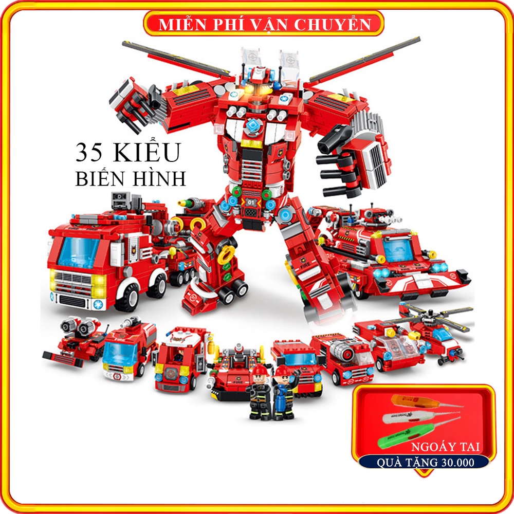 Bộ đồ chơi lego xếp hình lắp ráp robot, tên lửa, ô tô thoải sức sáng tạo cho bé