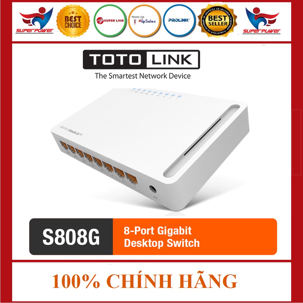 [Mã 254ELSALE giảm 7% đơn 300K] Switch 8 ports 10/100/1000Mbps Bộ chia mạng cho máy tính bàn PC Laptop Totolink S808G