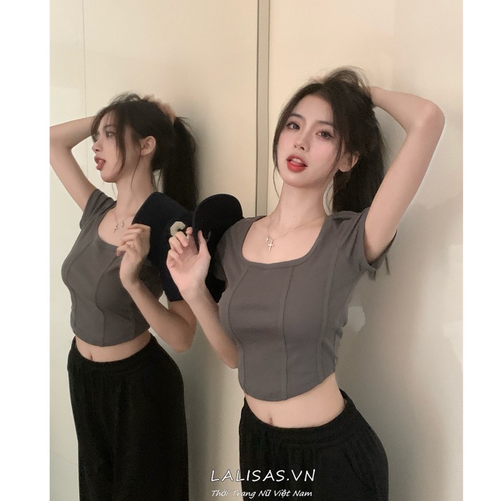 Set Áo Lửng Trễ Vai + Quần Dài Ống Rộng Thời Trang Nữ