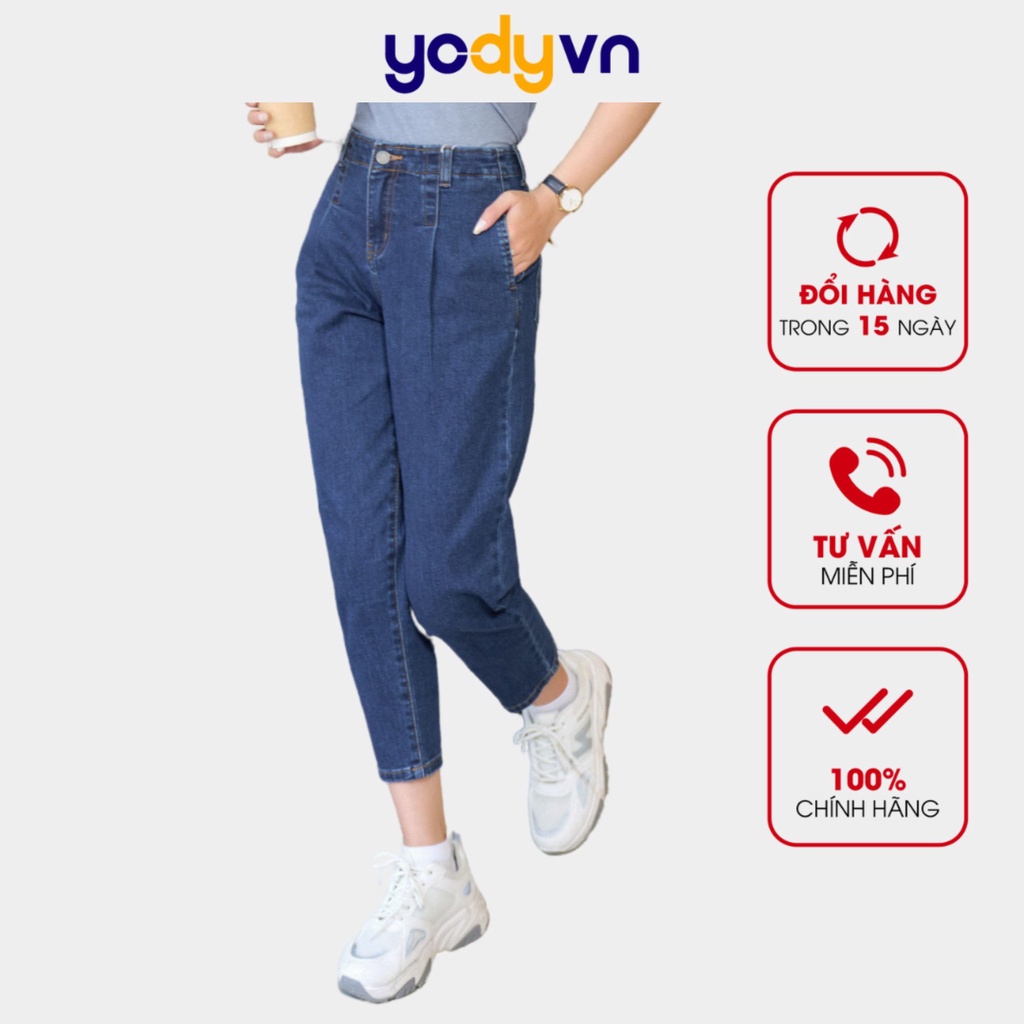 Quần Jean baggy nữ YODY cạp cao ống lửng chất bò co giãn tốt QJN3076 - Hàng mới về