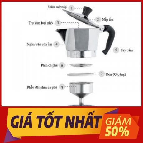 Ấm pha cà phê Moka Express 3TZ (3 cup), bình pha cà phê kiểu Ý tiện lợi 002