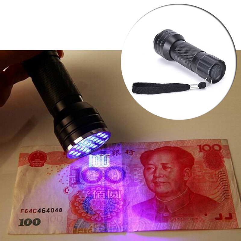 Đèn Pin LED UV 21 Bóng Mini Bằng Nhôm Mới