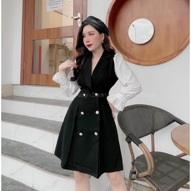 [Hot] Đầm vest tay dài dập li sang chảnh