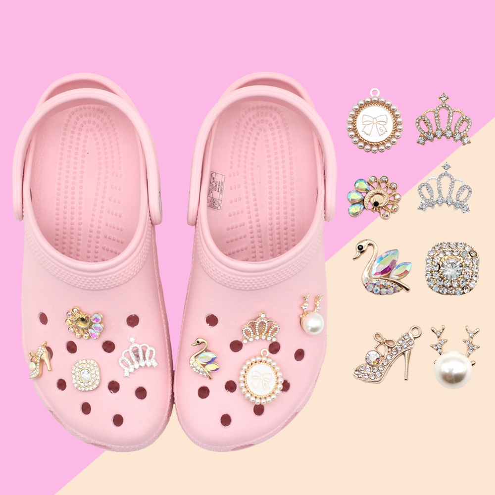Jibbitz Phụ Kiện Trang Trí Góc Giày crocs Bằng PVC Họa Tiết Hoạt Hình Hươu Vương Miện Kim Loại Có Thể Tháo Rời DIY