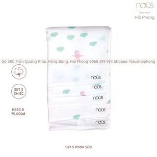 Set 5 khăn sữa hình robot hồng nous
