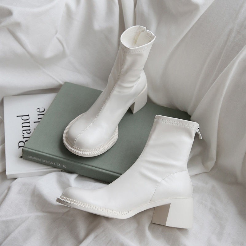 Giày bốt Martin Chelsea thiết kế cổ cao có dây kéo phía sau phong cách thời trang năng động cá tính 2020 dành cho nữ | BigBuy360 - bigbuy360.vn