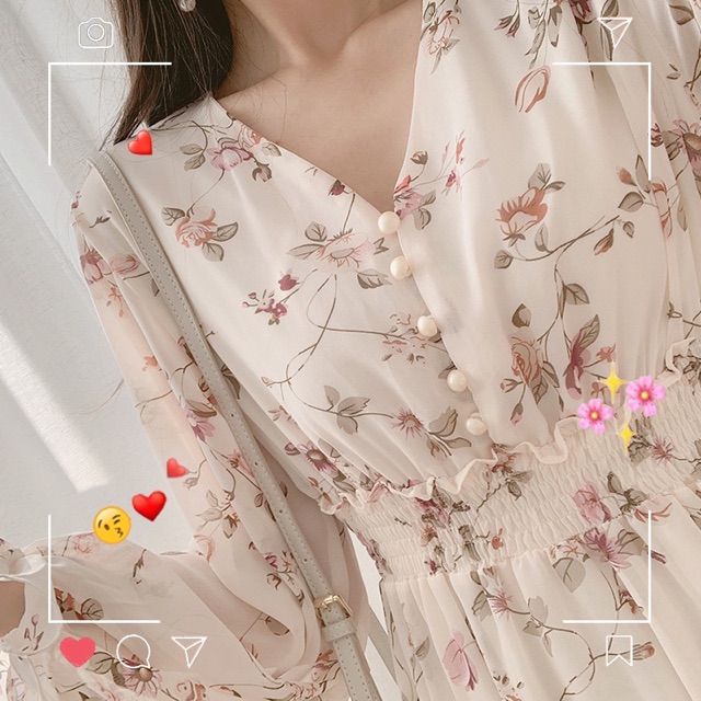 Váy hoa nhí Vintage dáng dài 110cm - 2 lớp chất voan lụa thướt tha - 065 | BigBuy360 - bigbuy360.vn