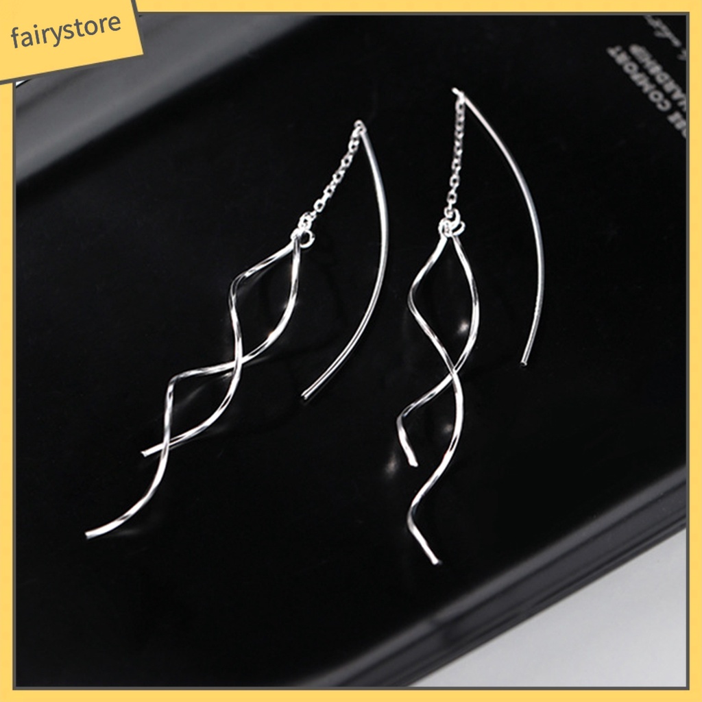 1 Đôi Bông Tai Dạng Xoắn Sáng Bóng Dễ Phối Đồ Thời Trang Dự Tiệc Cho Nữ