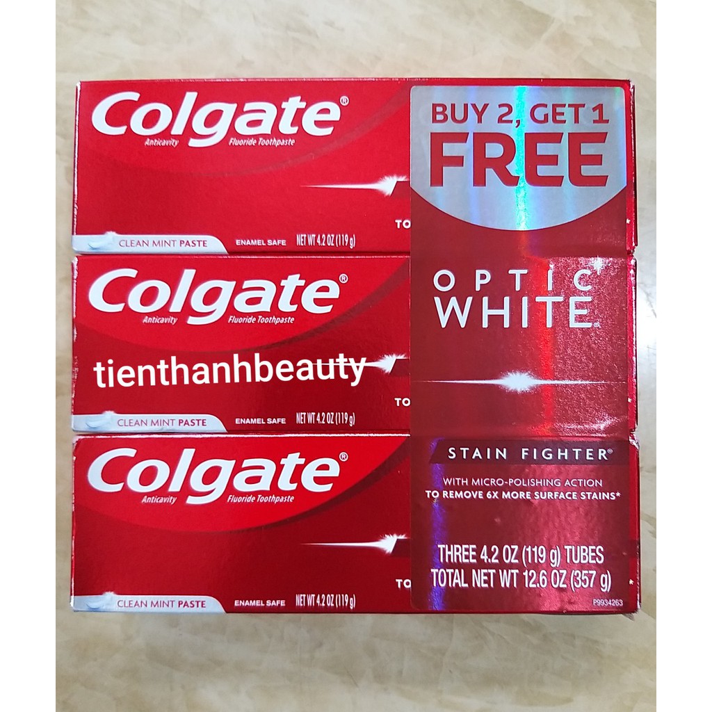 KEM ĐÁNH RĂNG COLGATE OPTIC WHITE STAIN FIGHTER 119G CỦA MỸ