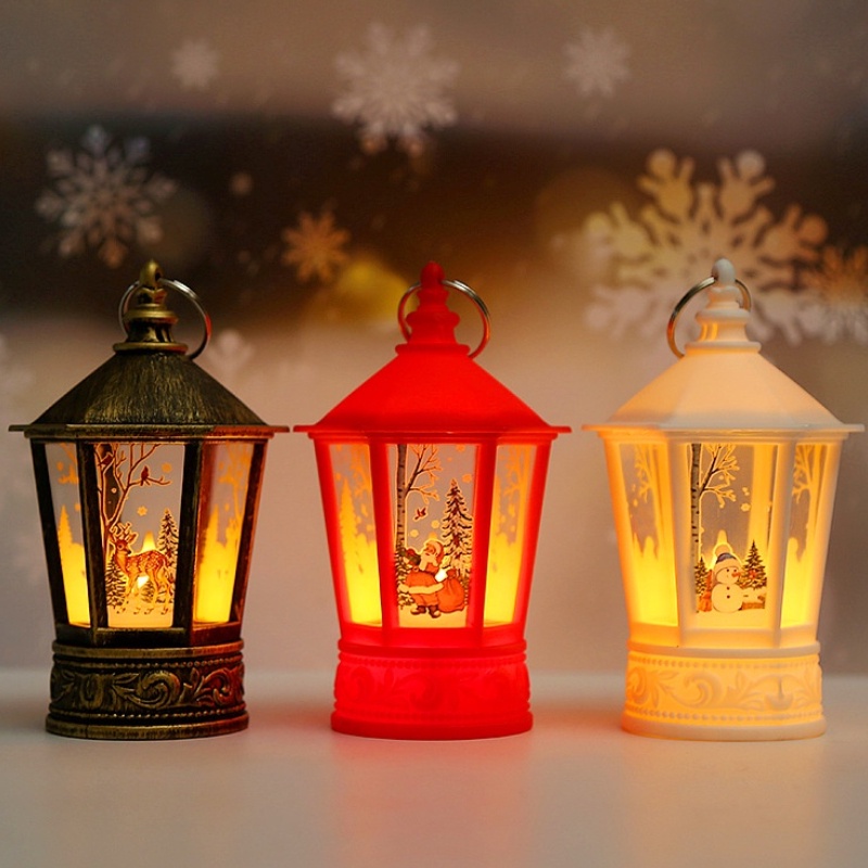 1 Đèn Dầu Hình Ông Già Noel / Người Tuyết / Nai Sừng Tấm Sáng Tạo Treo Trang Trí Giáng Sinh
