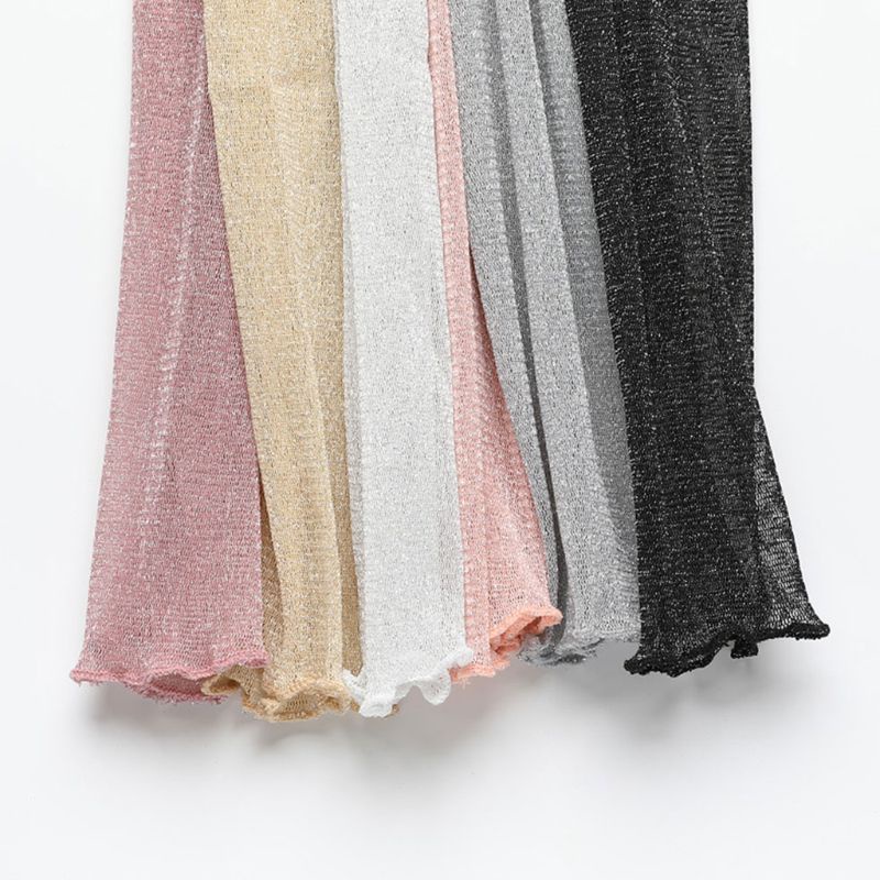 Găng tay lưới dài siêu mỏng phối ren màu trơn lấp lánh bảo vệ chống tia UV cho nữ