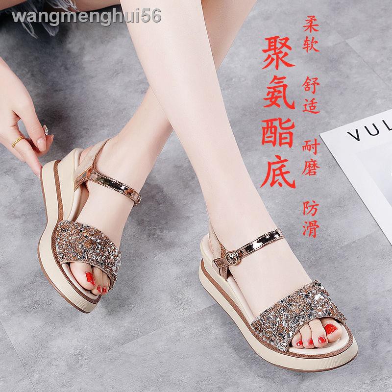 Giày Sandal Đế Xuồng Đính Đá Phong Cách Bohemian Thời Trang Mùa Hè Dành Cho Nữ 2021