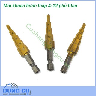Mũi khoan tháp 5 bước thẳng 4-12mm chuôi lục giác