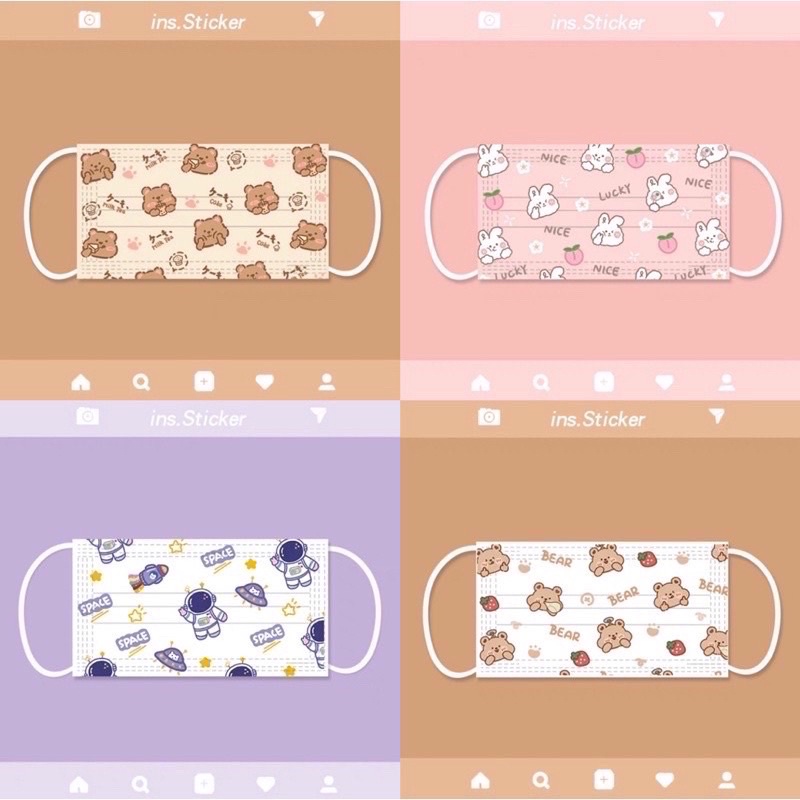 Set 10 chiếc khẩu trang hoạt hình dễ thương chống bụi | BigBuy360 - bigbuy360.vn