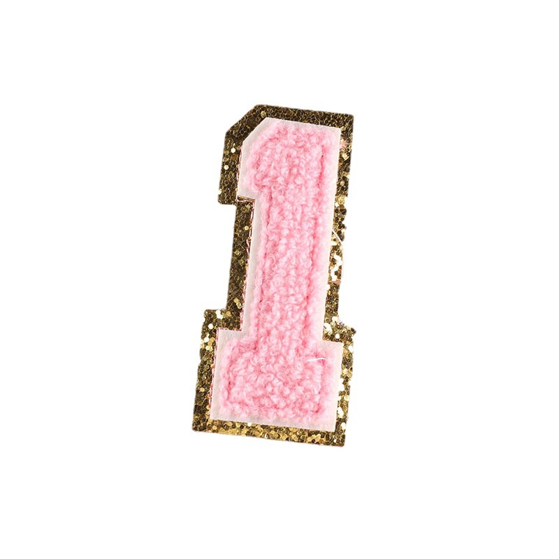 Miếng Dán Ủi Quần Áo Hình Chữ Số Màu Trắng / Xanh Dương / Vàng 8CM