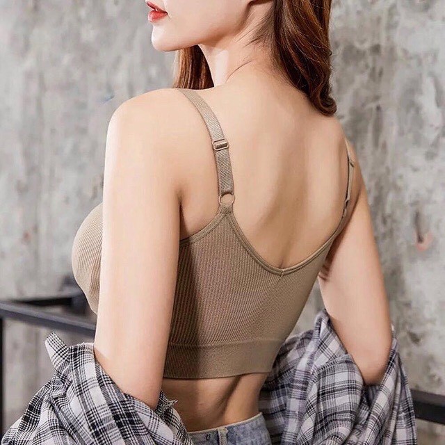 Áo bra cotton gân tăm co dãn tập gym đa năng ms8807