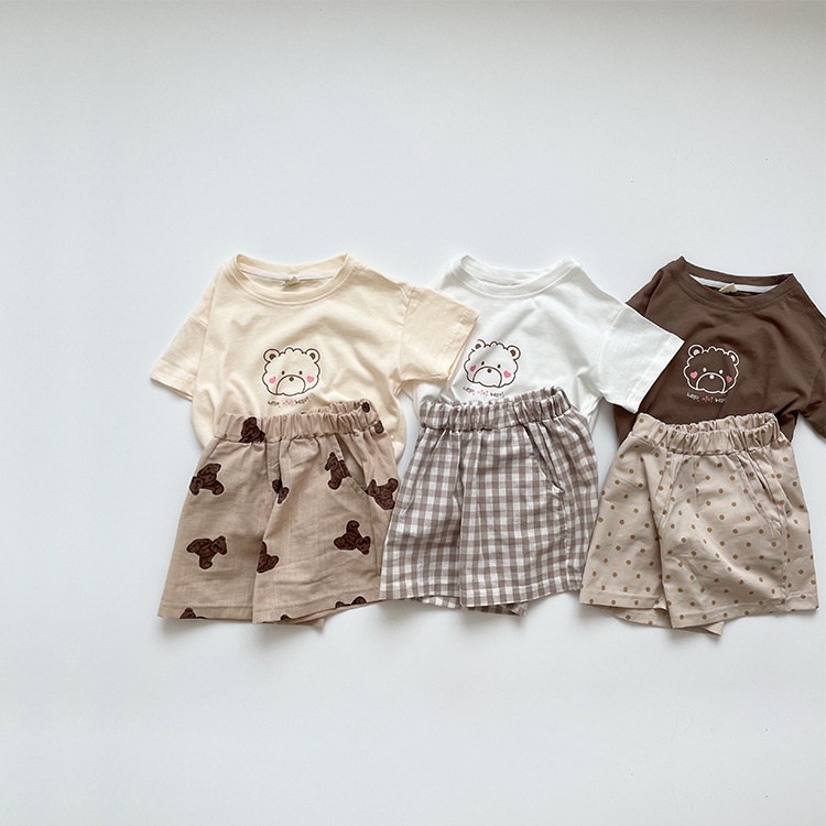 Set Áo Thun cotton Ngắn Tay Và Quần short Thời Trang Mùa Hè Hàn Quốc Mới Cho Bé