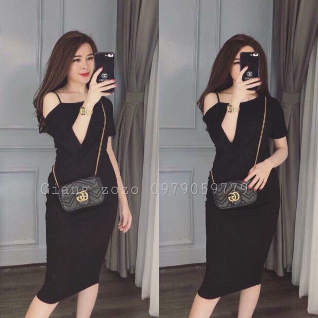 { Sản phẩm }_ Đầm thun trễ vai 1 dây_Đầm suông trễ vai 1 dây gợi cảm
