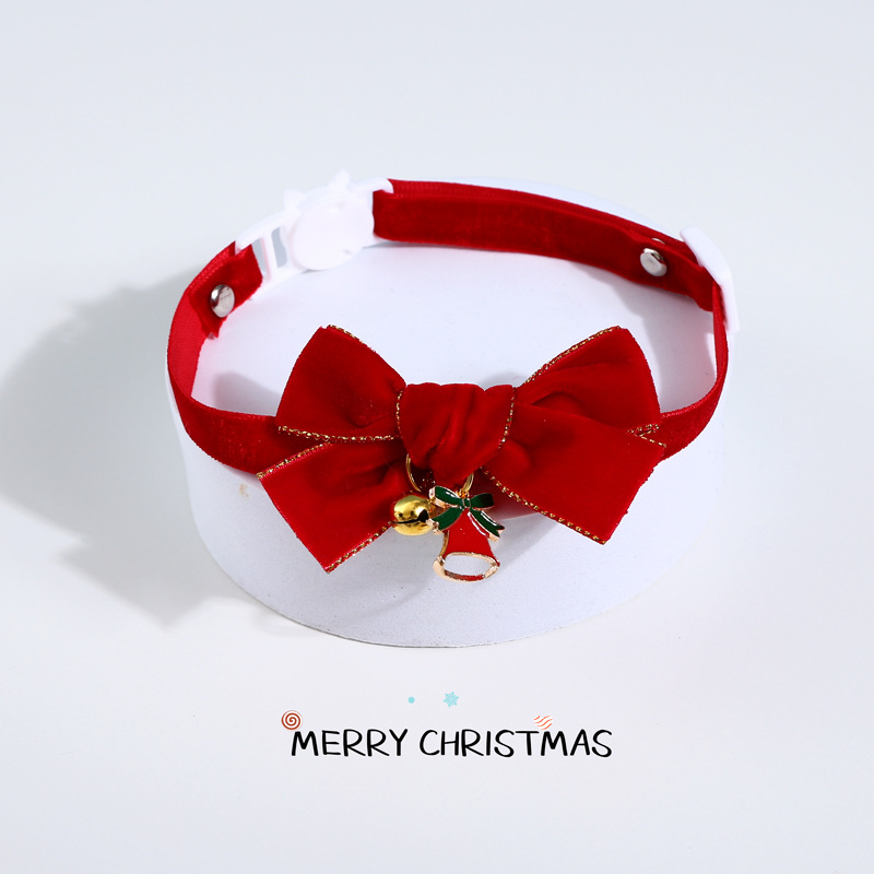 Vòng cổ nơ nhung màu đỏ vàng có thể điều chỉnh cho thú cưng