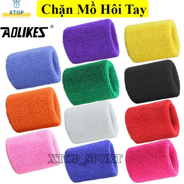 Chặn mồ hôi cổ Tay Aolikes chính hãng, Băng cổ tay chơi thể thao cầu lông, tennis A0230