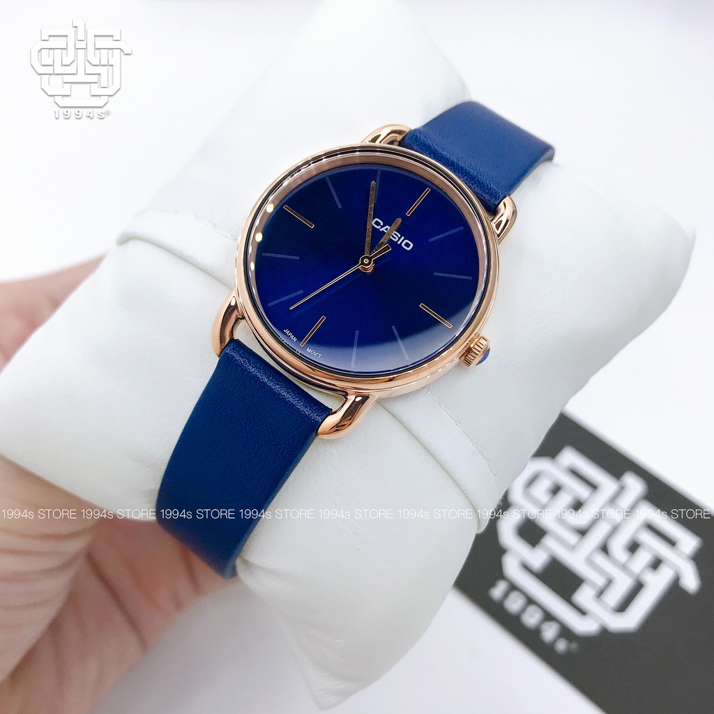 Đồng hồ nữ Casio LTP-E412 / LTP-E412PL-2A dây da thật, chống nước 50m, size 30mm, hàng chính hãng