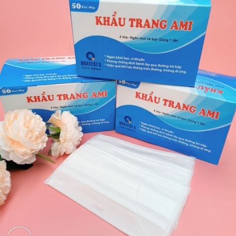 [QÙA TẶNG] Khẩu Trang Y Tế 4 Lớp Kháng Khuẩn Ami Chính Hãng