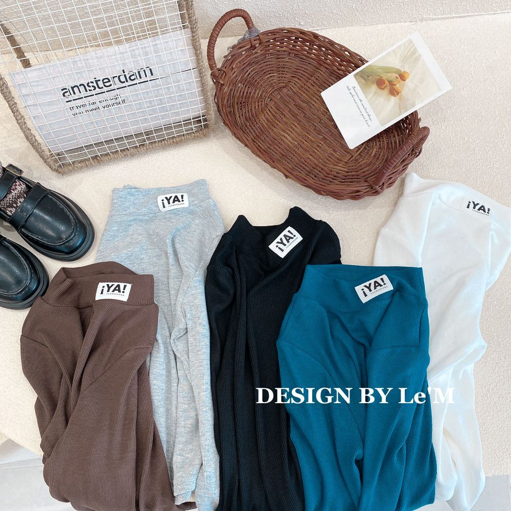 [Babycat] Hàng Có Sẵn Áo Thun Cổ Đứng Cao Co Giãn Cao Viền Sọc Phong Cách Nhật Bản Hàn Quốc Thời Trang Mùa Thu Cho Bé Trai Bé Gái