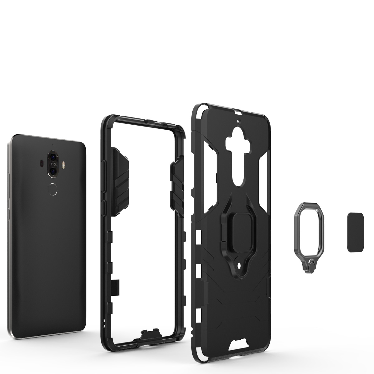 Huawei Mate 10 Mate 9 Mate 20 Mate 30 Mate 30 Lite Mate 40 Mate 20 Pro Case - Silicone TPU And Hard PC Dual Layer Heavy Duty Shockproof Metal Ring Holder Cover Phone Casing for Huawei Mate 30 Pro Mate 20 Lite