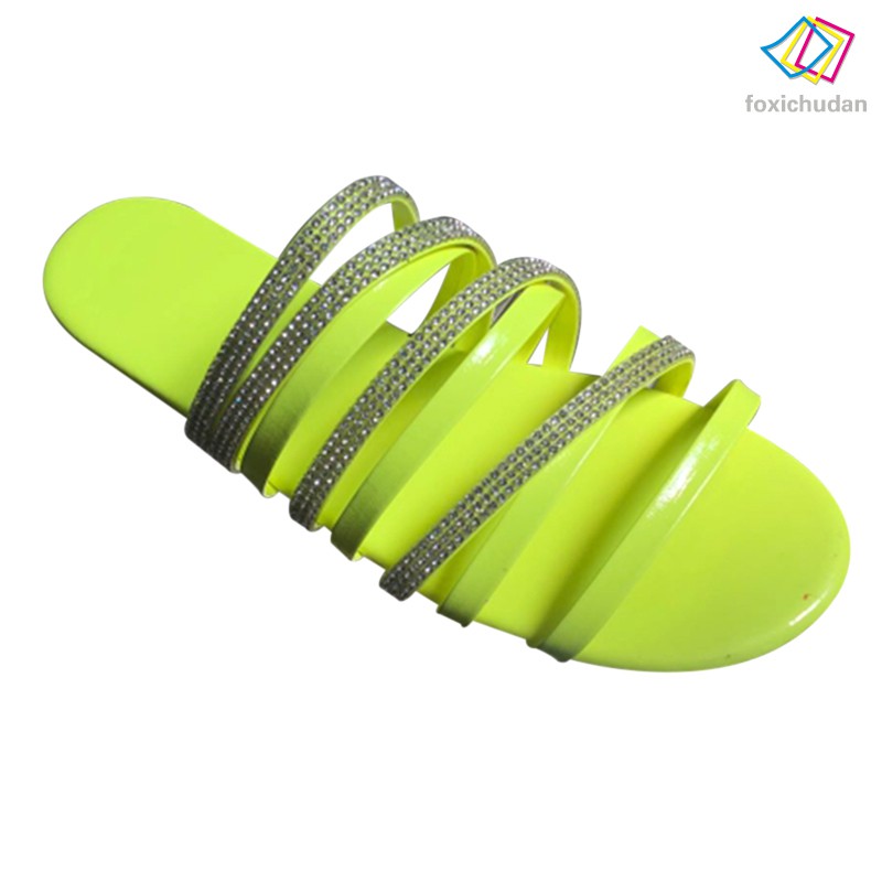 Dép Sandal Nữ Đế Bệt Đính Đá Lấp Lánh